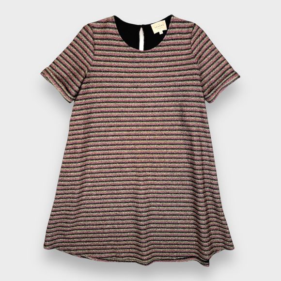 Sezane Sparkly Stripe Robe Mini Dress Black/Pink/Gold Women's Size Small - Picture 2 of 14